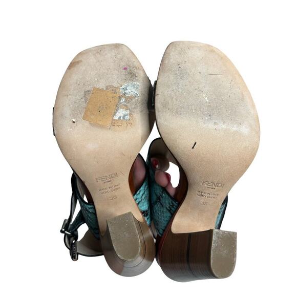 Fendi Python Leather Sandal Blue Size 6 - Picture 5 of 5